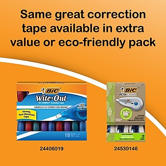 BIC Wite-Out EZ Correct Correction Tape, White, 10/Pack (50790)