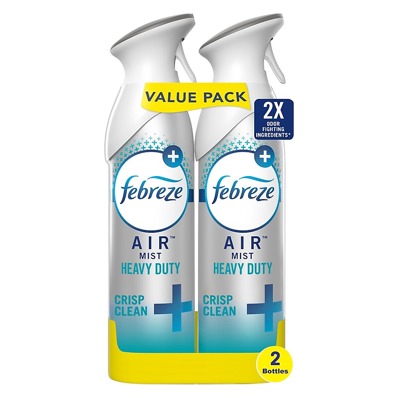 Febreze Odor-Fighting Heavy Duty Air Freshener, Crisp Clean Scent, 2 count, 8.8 oz. (97806) image 1