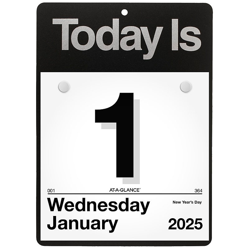2027 AT-A-GLANCE Today Is 6.63" x 9.13" Daily Wall Calendar, White/Black (K1-00-27) image 1
