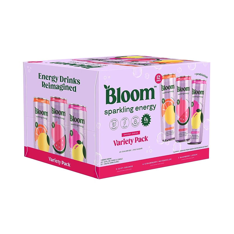 Bloom Sparkling Energy Drink Variety Pack, 12 oz., 12 Cans/Carton (20038857) image 1