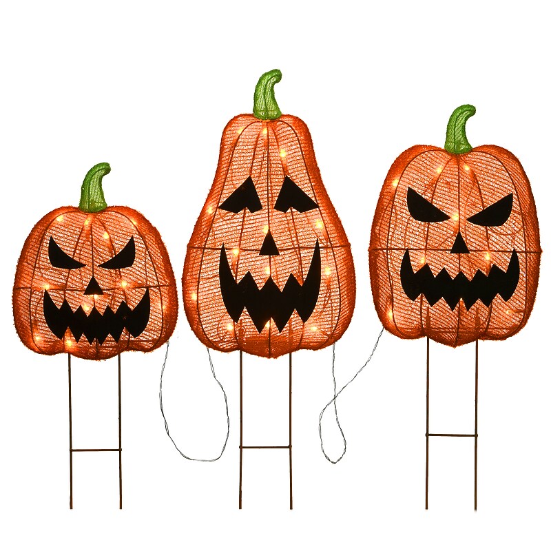 National Tree Company 26" Pre-Lit Jack-O-Lantern Garden Stakes (MZ17-6705B) image 1