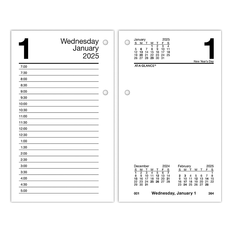 2025 AT-A-GLANCE 6" x 3.5" Daily Desk Calendar Refill, White/Black (E717R-50-25) image 1
