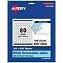 Avery Laser/Inkjet Multipurpose Labels, White, 80 Labels/Sheet, 100 Sheets/Pack (94102-RMP100)~#|#~37352595-6EDD-43A1-9232FFD6D6AAC848_sc7