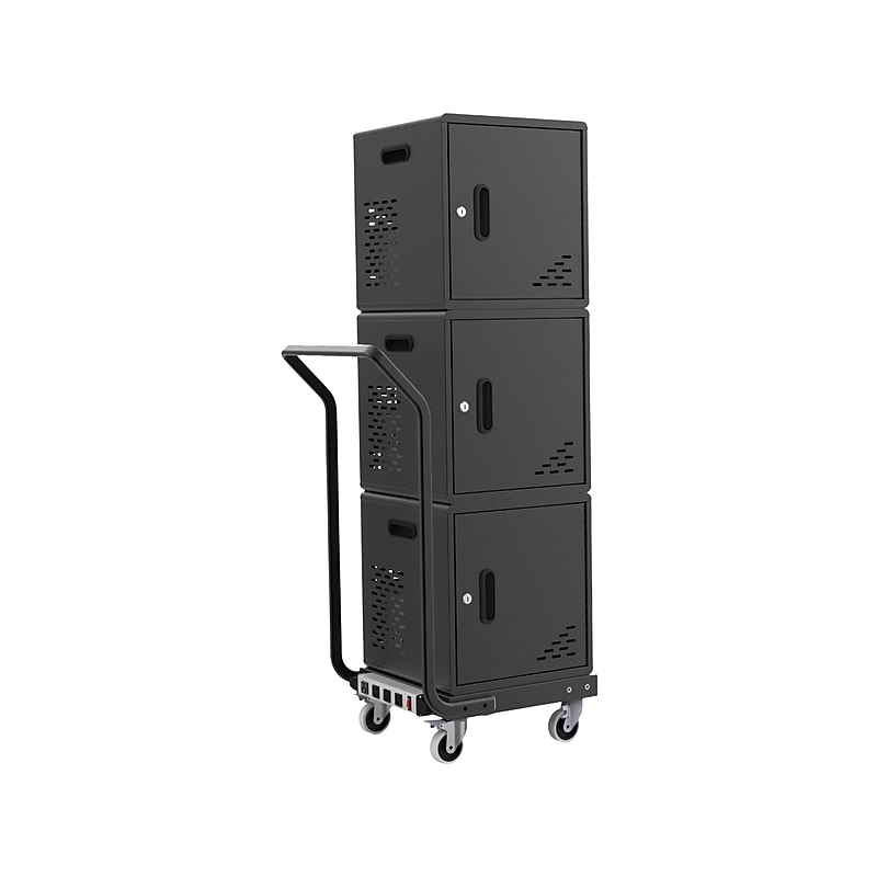 Luxor Lockable 30-Unit Modular Charging Cart, Black Steel (LLMC30SP) image 1