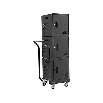 Luxor Lockable 30-Unit Modular Charging Cart, Black Steel (LLMC30SP)