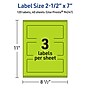 Avery Printable Rectangle Multipurpose Labels, 2.5" x 7", Bright Green, 120/Pack (94247)~#|#~374695AC-66B8-4BB2-BD997CD9B953186F_sc7
