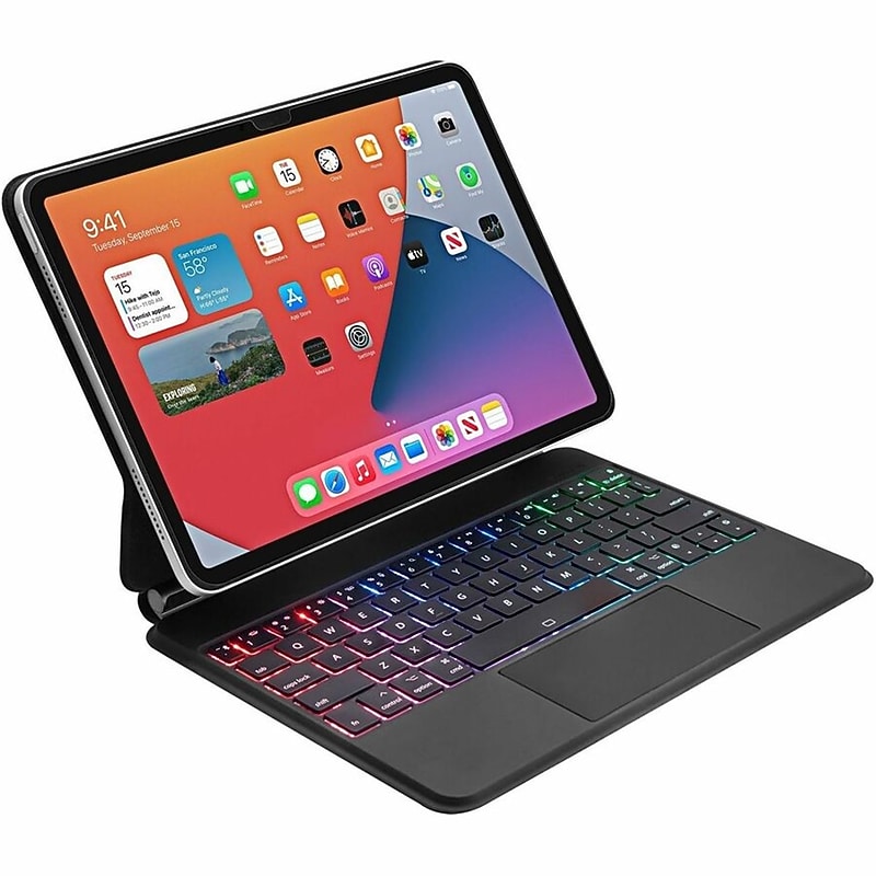 Adesso Aluminum 10.9" to 11" Portable iPad Case With Bluetooth Keyboard And Touchpad for iPad Pro & iPad Air, Black (WKB-7010) image 1
