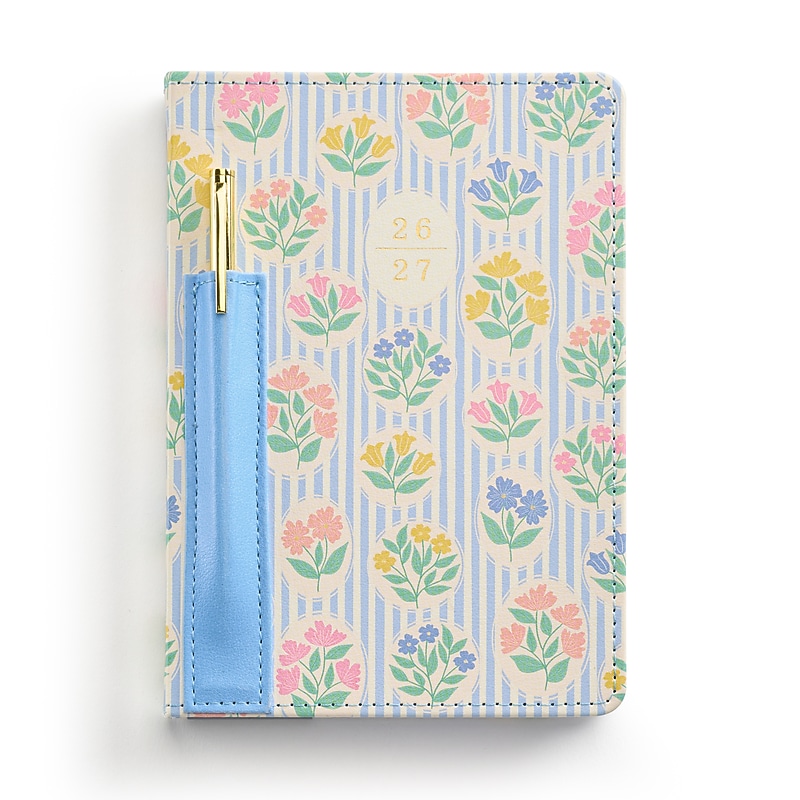 2026-2027 Eccolo Floral 5" x 8" Academic Weekly & Monthly Student Planner, Faux Leather Cover (AY27-401E) image 1