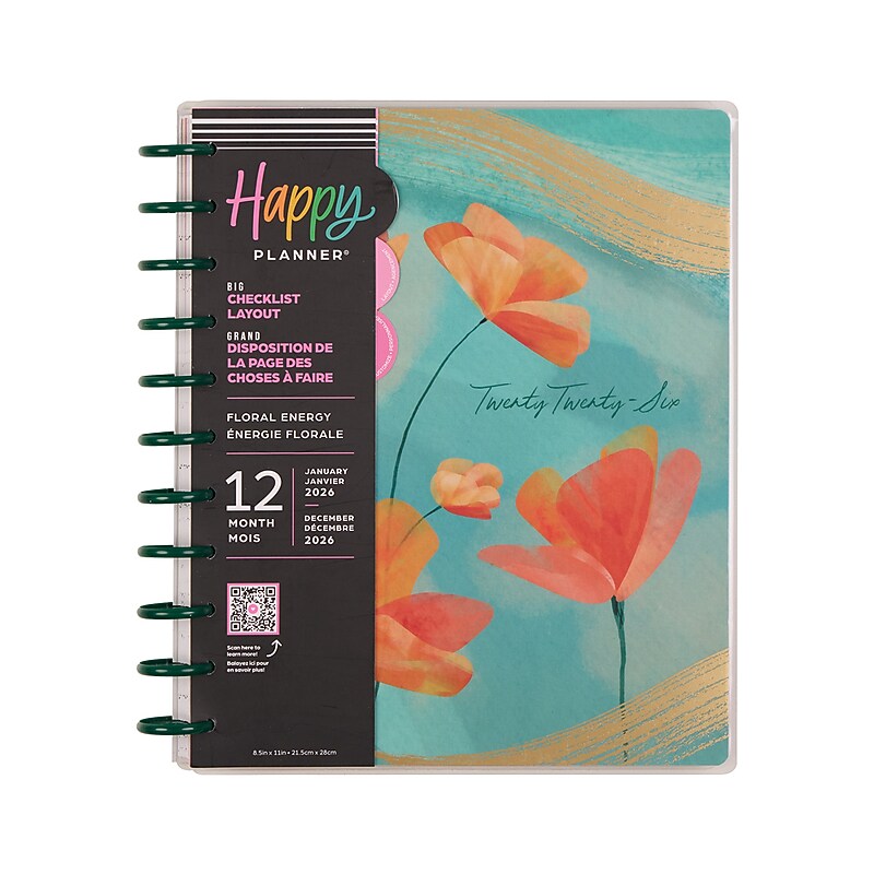 2026 Me & My Big Ideas Happy Planner 10.13" x 1.25" Calendar Year Weekly & Monthly Standard Planner, Plastic Cover (PD0107B004) image 1