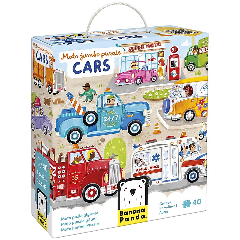 Banana Panda Moto Jumbo Cars 40-Piece Puzzle (BPN49347) image 1