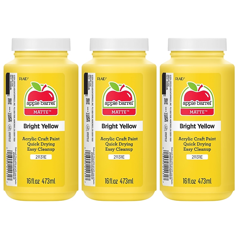 Apple Barrel Acrylic Paint Matte, 16oz., Bright Yellow, 3/Pack(APP21131E-3) image 1