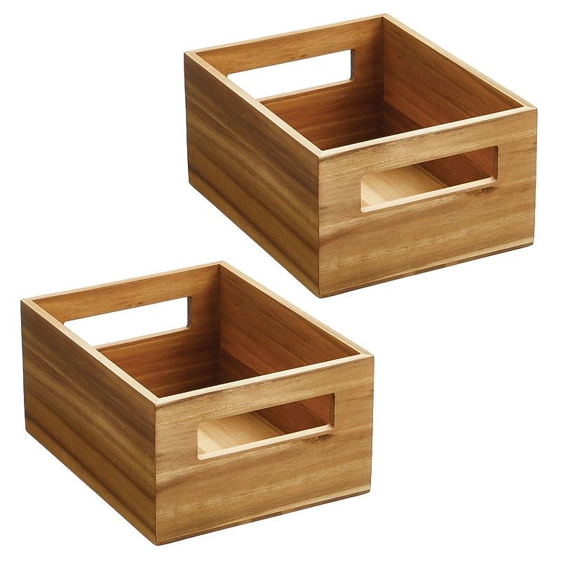 iDESIGN Small Stackable Wood Storage Bin, Clear, 2/Pack (28213M2) image 1