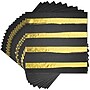 Creative Converting Black and Gold Foil Striped Paper Napkins, 192/Pack (329934)~#|#~3765EDD7-35AC-47FD-A18920661725B2FF_sc7