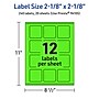 Avery Square Multipurpose Labels, 2-1/8" x 2-1/8", Neon Green, 240/Pack (94105)~#|#~37673E86-0526-4036-99E501C6ECD41257_sc7