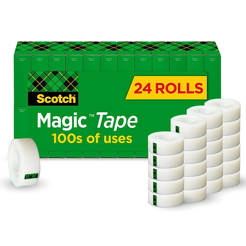 Scotch Magic Invisible Clear Tape Refill, 0.75" x 27.77 yds., 1" Core, Clear, 24 Rolls/Pack (810K24) image 1