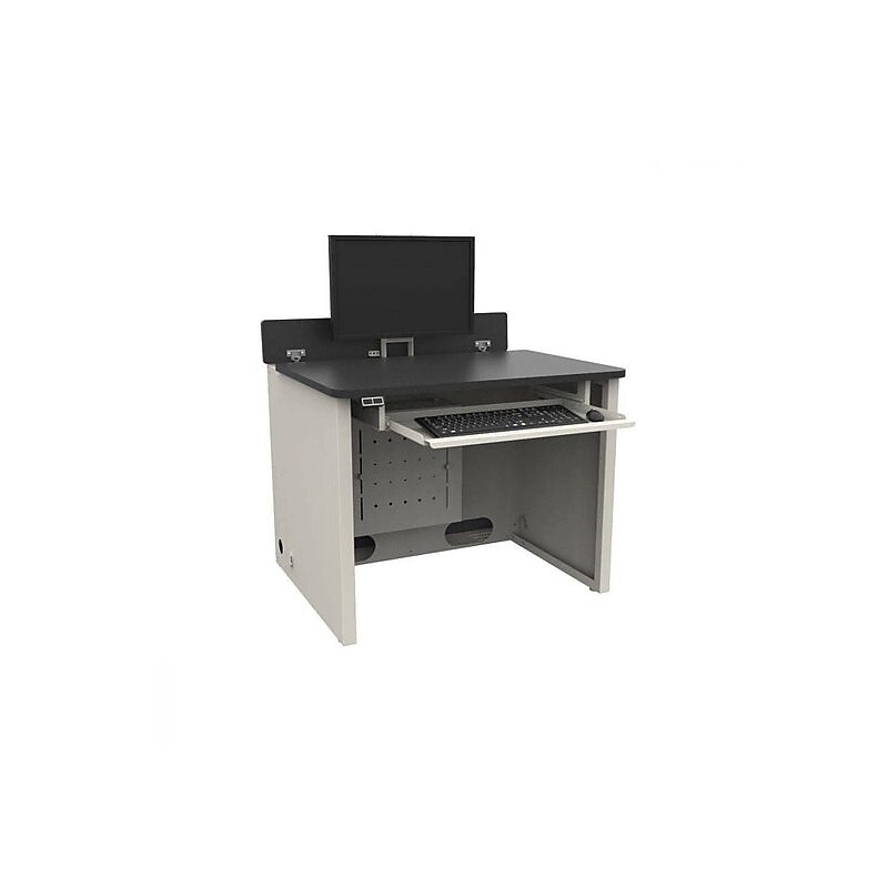 VersaDesk Elevation 36"W Computer Desk, Black/White (ED3630-WB) image 1