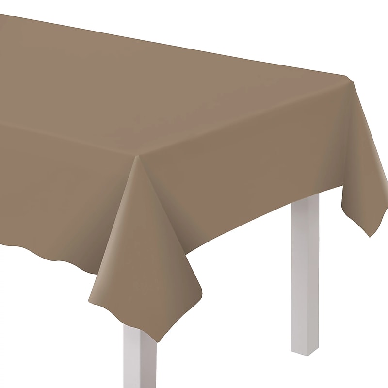 Party City Solid Color 108" x 54" Plastic Table Covers, Taupe (AM77015-162-ST) image 1