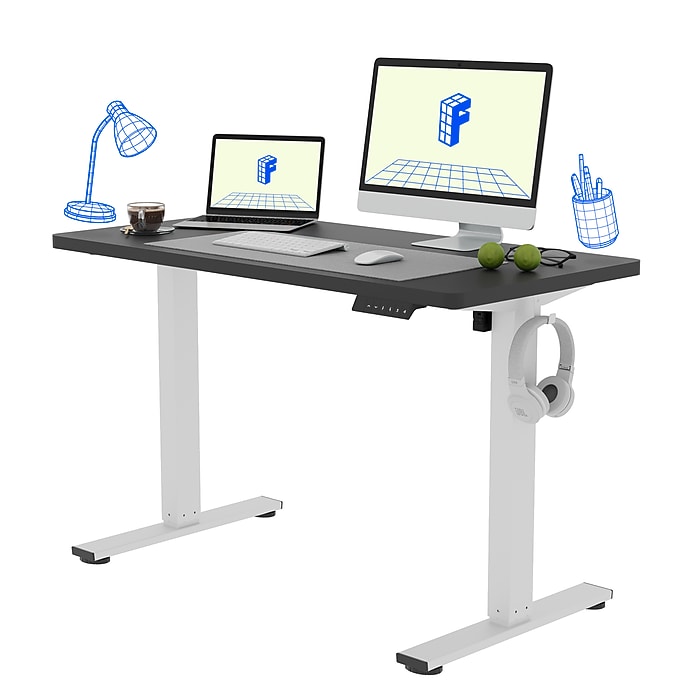 FlexiSpot E2 48''W Electric Adjustable Standing Desk, Black/White