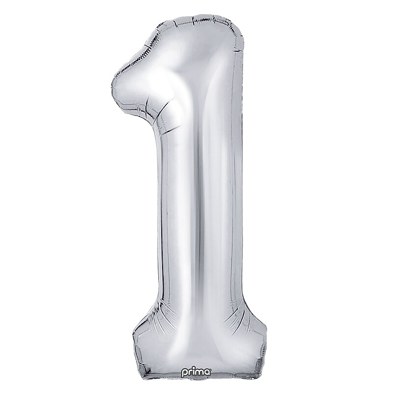 Party City (Air-Filled) 16" "#1" Foil Balloon, Silver, 2/Pack (AM60050247-18) image 1
