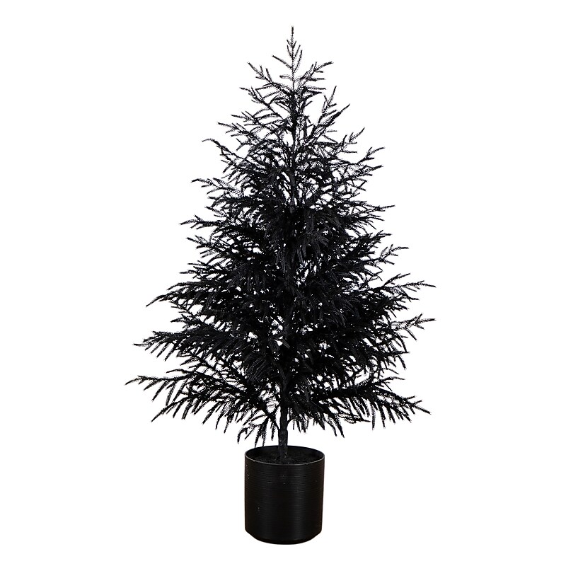 Nearly Natural Artificial Halloween Real Touch Black Norfolk Pine Christmas Tree, 5' (T5243) image 1