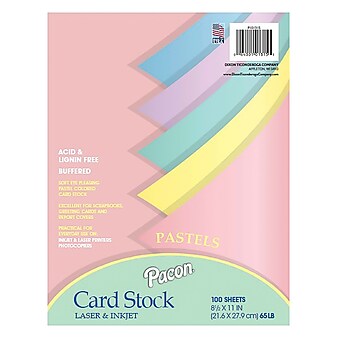 Array 65 lb. Cardstock Paper, 8.5" x 11", Assorted Colors, 100 Sheets/Pack (101315)