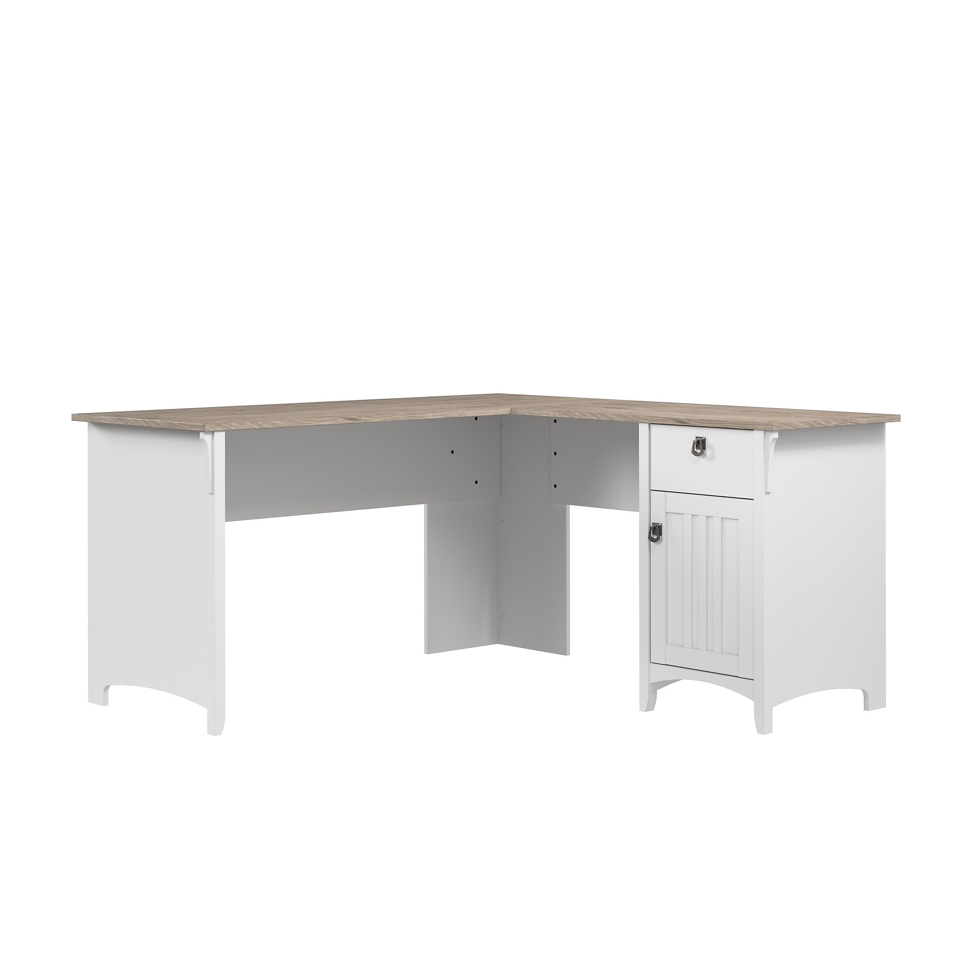 Bush Home Salinas 60W L Shaped Desk with Storage, Shiplap Gray/Pure White (SAD160G2W-03) Sansujyuku sansujyuku.com
