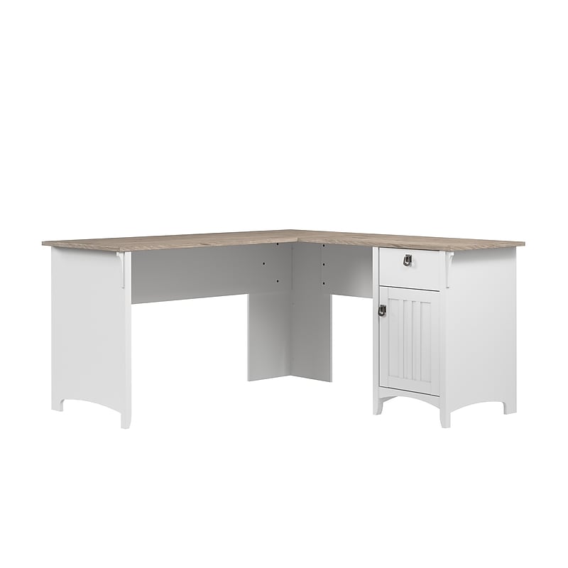 Bush Furniture Salinas 60" L-Shaped Desk, Shiplap Gray/Pure White (SAD160G2W-03) image 1