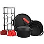 MegaChef Cast Iron Cookware Set, Black, 12 Pieces/Set (935117380M)~#|#~3799DA65-7EDD-47D4-8EFAA2B0F55212A5_sc7
