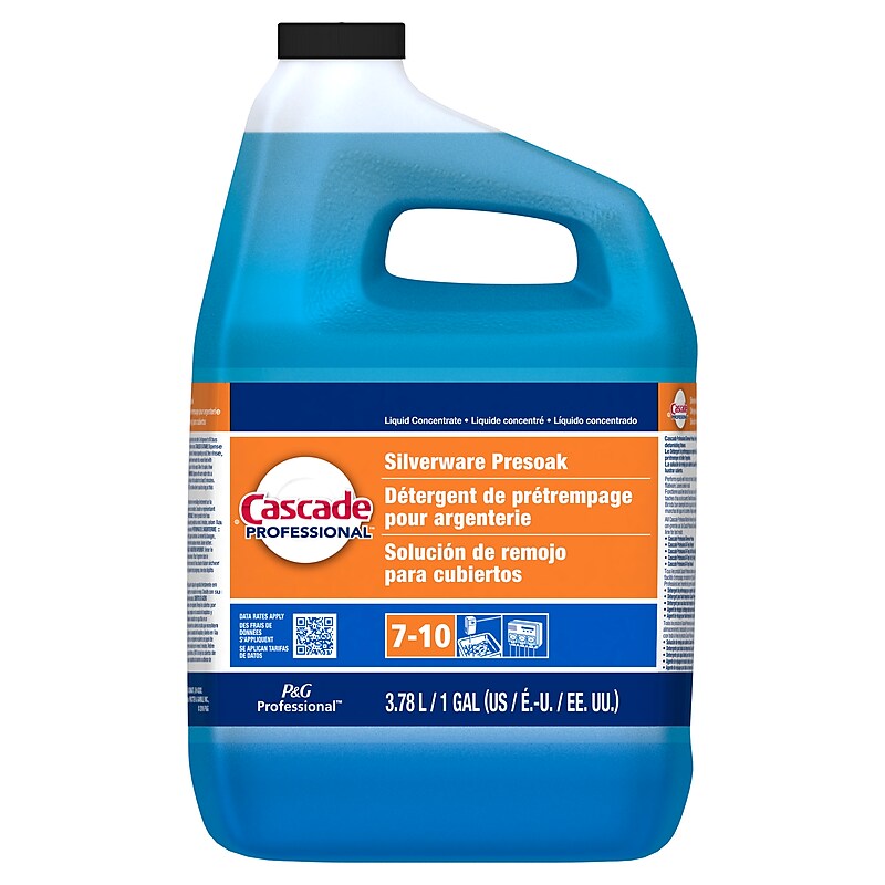 Cascade Professional Silverware Presoak Dishwasher Detergent Liquid, Unscented, 128 oz. (71188) image 1