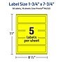 Avery Laser/Inkjet Rectangle Multipurpose Labels, 1.75" x 7.75", Neon Yellow, 50/Pack (94232)~#|#~37A2F3D1-B958-4CE6-AF195441ADE2EE1F_sc7