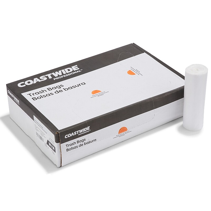 Coastwide Professional™ 20-30 Gallon Trash Bag, 30" x 37", High Density, 10 mic, Natural, 500 Bags/Box (CW18197) image 1