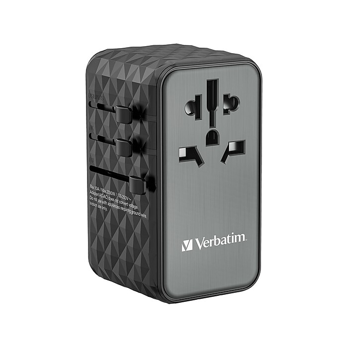 Verbatim UTA-06 Plastic Travel Power Adapter, Black (32121) | Staples