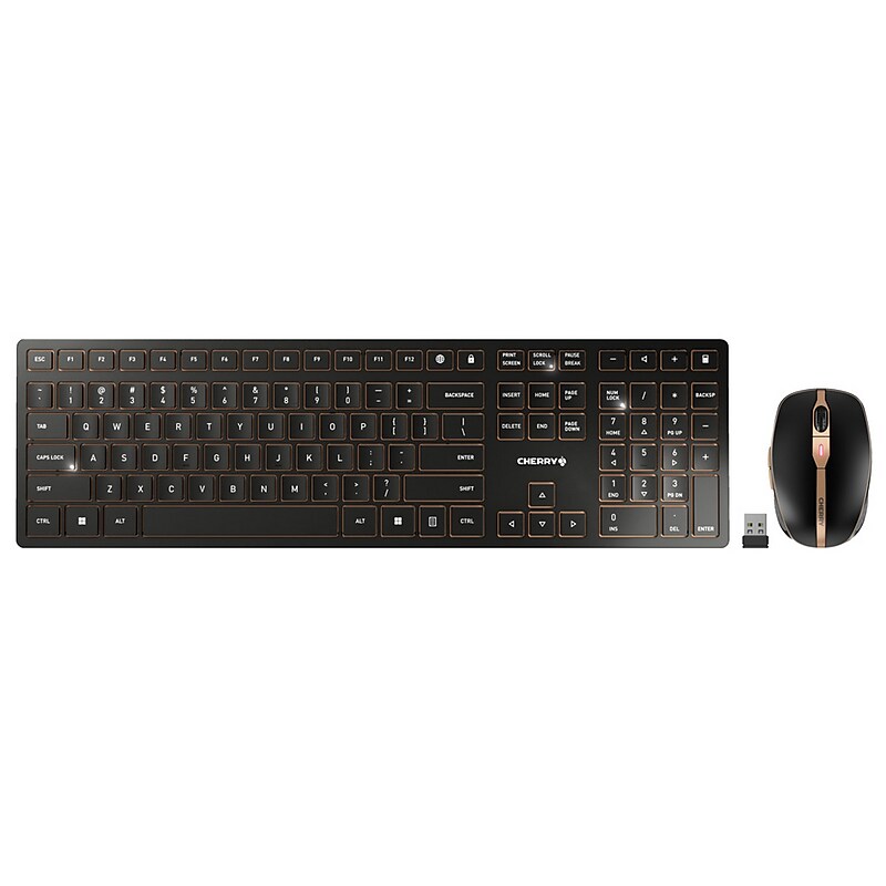 Cherry DW 9100 Slim Wireless Keyboard and Optical Mouse Combo, Black/Bronze (JD-9100US-2) image 1
