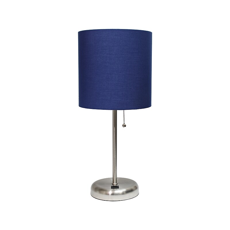 Creekwood Home Oslo LED Table Lamp, Brushed Steel/Navy Blue (CWT-2012-NV) image 1