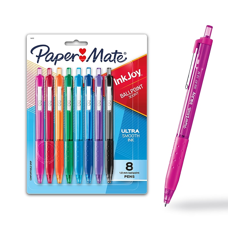 Paper Mate InkJoy 300RT Retractable Ballpoint Pens, Medium Point, 1.0mm, Assorted Ink, 8/Pack (1781564/1945921) image 1