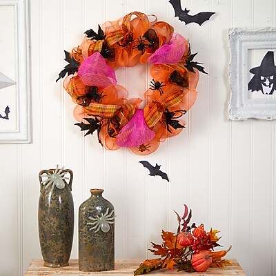Nearly Natural Halloween Spider Mesh Wreath - Thumbnail 3