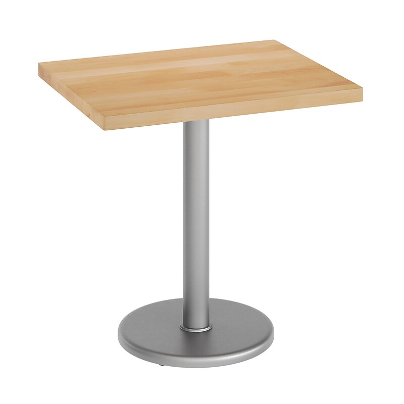 Flash Furniture Bennett Wooden Commercial Indoor Table, 30" x 24", Natural Top/Silver Base (GSF2430NTTR18S) image 1