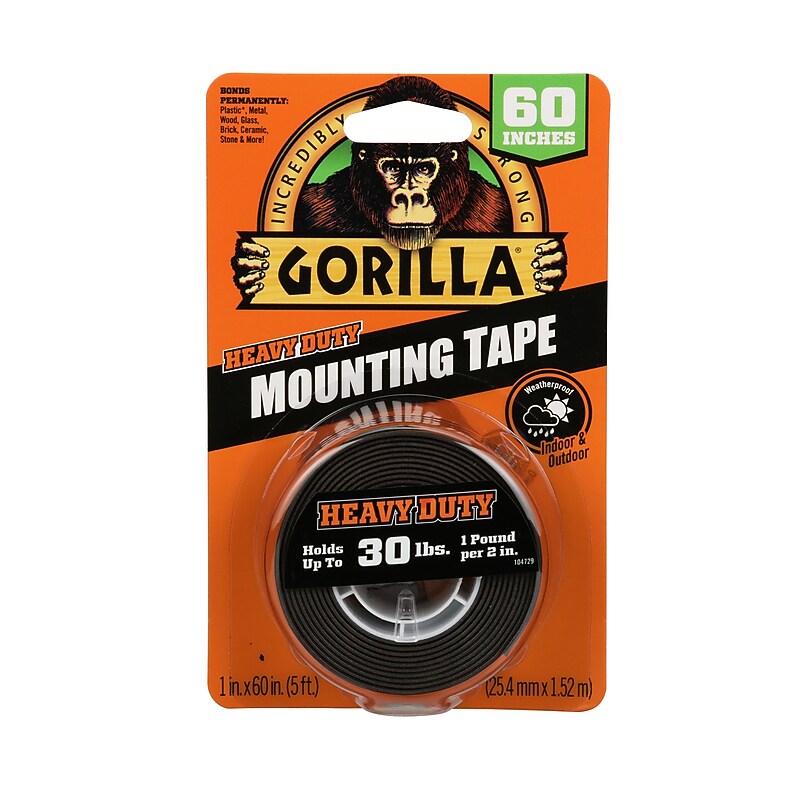 Gorilla Heavy Duty Mounting Tape, 1" x 60", Black (6055002) image 1