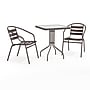 Flash Furniture Lila Glass Top Metal Table with 2 Stack Chairs, 23.75'' Square Bronze (TH0731SQ017CBZ2)~#|#~37E10356-2F14-4CBF-B81CEC43DA7B7C3A_sc7