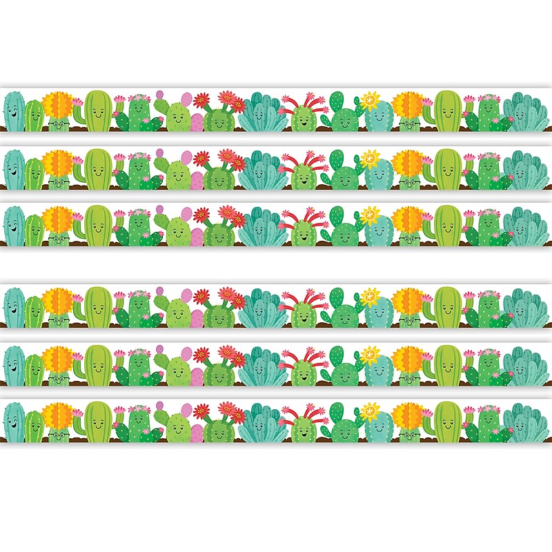 Teacher Created Resources Die-Cut Border Trim, 3" x 2.92', Happy Cactus Crew, 12/Pack, 6 Packs/Bundle (TCR6954-6) image 1