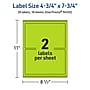 Avery Printable Rectangle Multipurpose Labels, 4.75" x 7.75", Bright Green, 20/Pack (94255)~#|#~37E88C27-DC8B-4697-9D75CECF945B3DC5_sc7