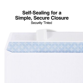Staples Self Seal Security Tinted #6 3/4 Business Envelopes, 3 5/8" x 6 1/2", White, 50/Box (862999)