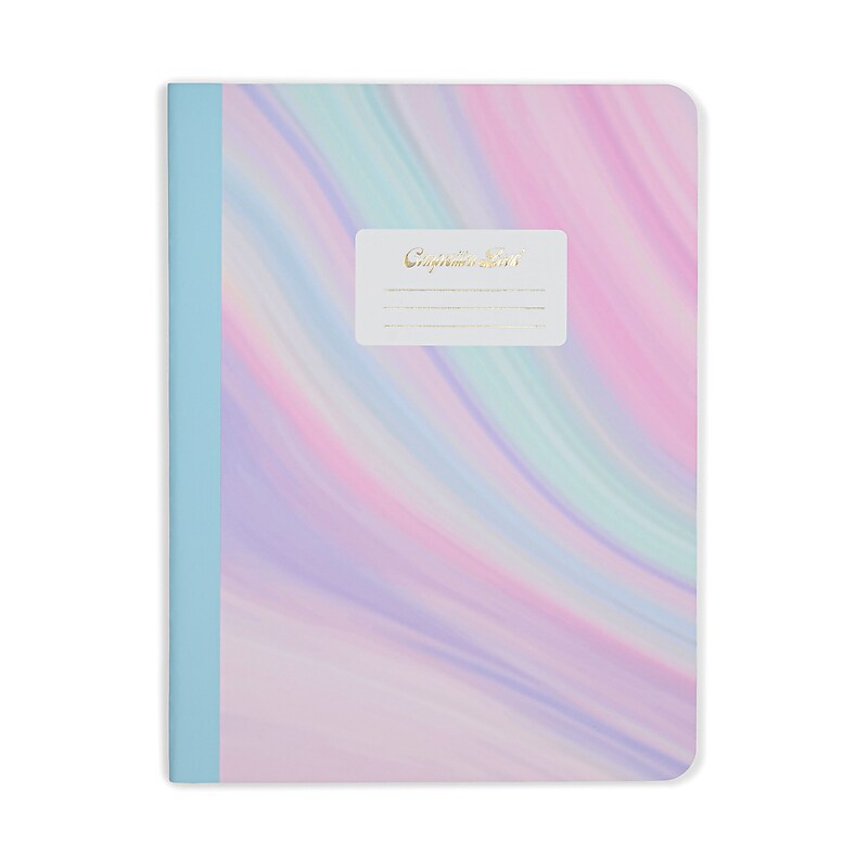 DesignWorks Ink Pastel Marble 1-Subject Composition Notebooks, 7.5" x 9.75", Wide Ruled, 80 Sheets, Assorted Colors image 1
