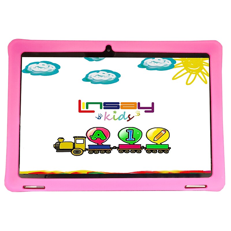 Linsay Octa Core 10.1" Tablet, 4GB RAM, 128GB Storage, Android 13, Bundled with Pink Kids Case image 1