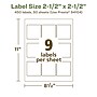 Avery EcoFriendly Laser/Inkjet Square Multipurpose Labels, 2-1/2" x 2-1/2", White, 450/Box (94104)~#|#~380BC70A-DF60-4416-BAA376FF1A32C1CB_sc7