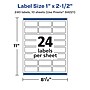 Avery Laser/Inkjet Rectangle Multipurpose Labels, 2.5"  x 1", Glossy White, 240/Pack (94221)~#|#~380DFDB0-A63B-44F8-BB809EA8ABD0BC76_sc7