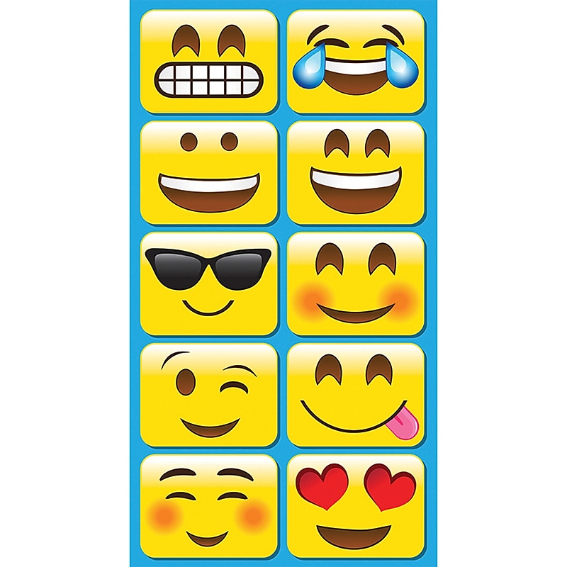 Ashley Productions Non-Magnetic Mini Whiteboard Erasers, Emotions Icons, 10/Pack (ASH78005) image 1