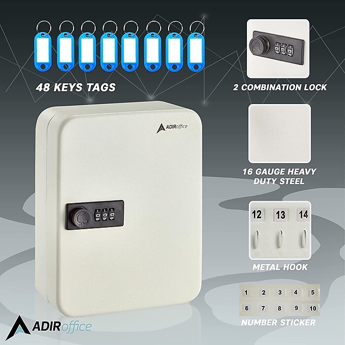 KEY'S CAJON No.30 R&B バッグ付き AdirOffice 30-Key Cabinet with Combination Lock and Key Tags