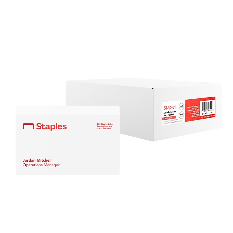 Staples Self-Adhesive Poly Pockets, Clear, 100/Pack (ST62802) image 1