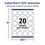 Avery Laser/Inkjet Round Multipurpose Labels, 1.75" Dia., White, 1000 Labels/Box (94509)~#|#~381F1145-B104-4B7D-AAABC78569A18670_sc7